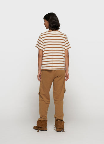 petite tee modal stripes | ecru/suede