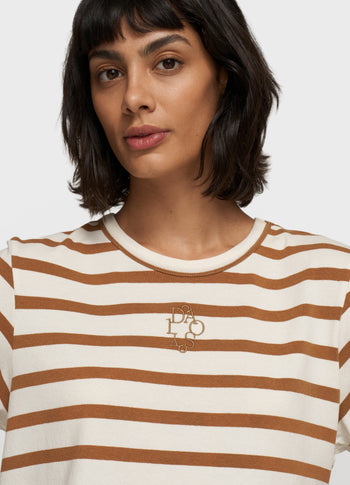 petite tee modal stripes | ecru/suede