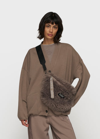 baseball cardigan fleece | moonrock