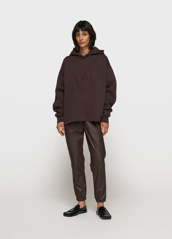 soft PU cropped jogger | deep wine