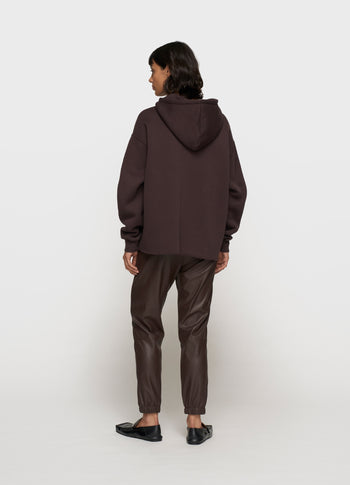 soft PU cropped jogger | deep wine