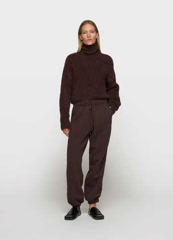 cropped knit turtleneck | deep wine