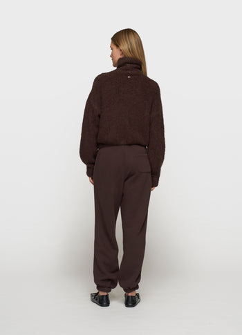 cropped knit turtleneck | deep wine