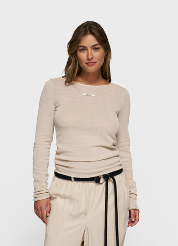 boat neck long sleeve tee mesh | light earth