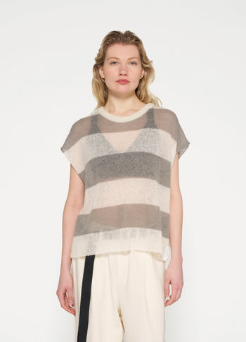 knit top stripes | ecru/sage
