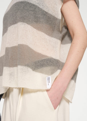 knit top stripes | ecru/sage