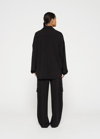 overshirt crepe | black