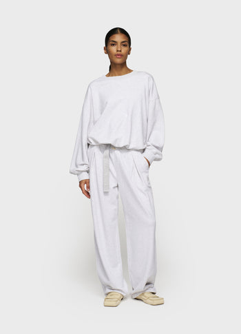 pleated sweater back stamp | white grey melee