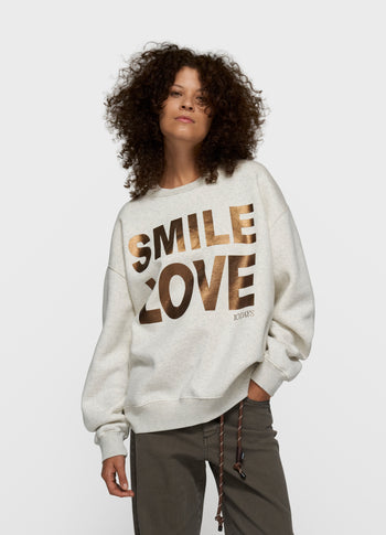 statement sweater smile love | soft white melee
