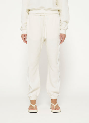 texture fleece jogger | ecru