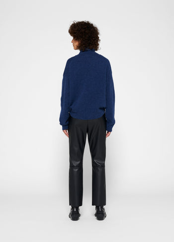 leather look flared jogger | black