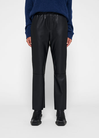 leather look flared jogger | black