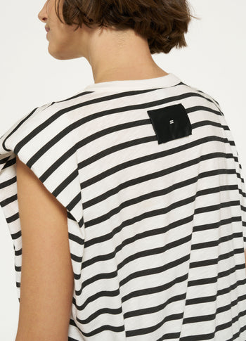 padded tee dress stripes | ecru/black