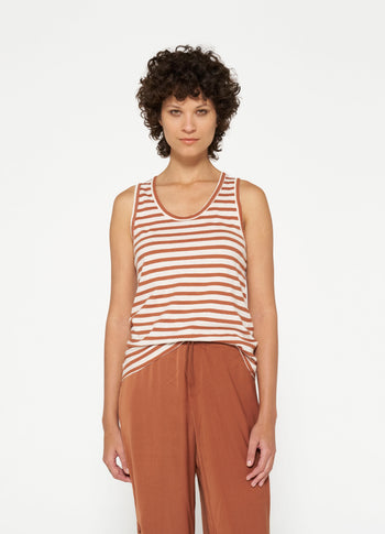 tank top stripes | ecru/saddle brown