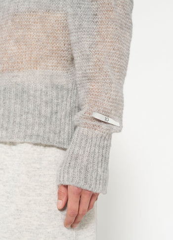 thin off shoulder sweater | light grey melee