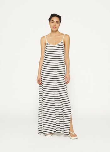 strappy dress stripes | ecru/black