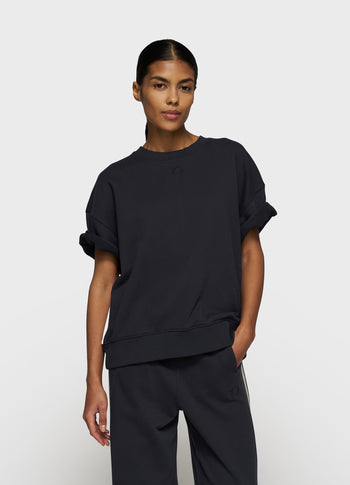 short sleeve sweater patch | dark navy