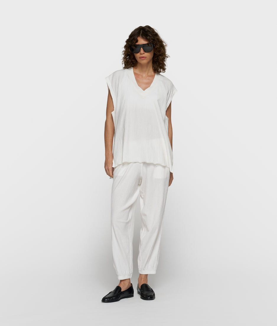 cropped easy jogger | ecru