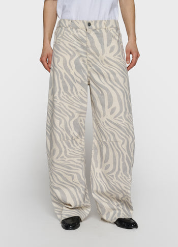 Western Hose mit Zebraprint | ecru