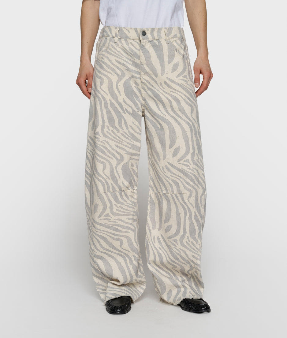 Western Hose mit Zebraprint | ecru