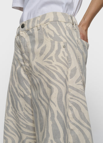 Western Hose mit Zebraprint | ecru