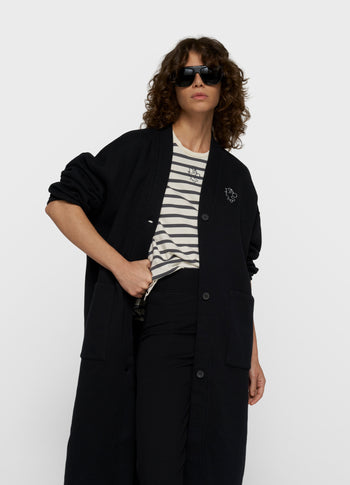 Langer Baseball Cardigan | black