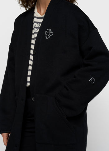 Langer Baseball Cardigan | black