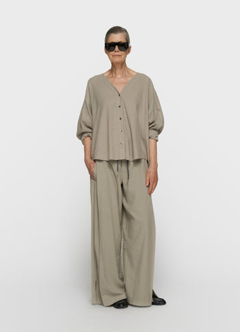 cotton linen pants slit | fog