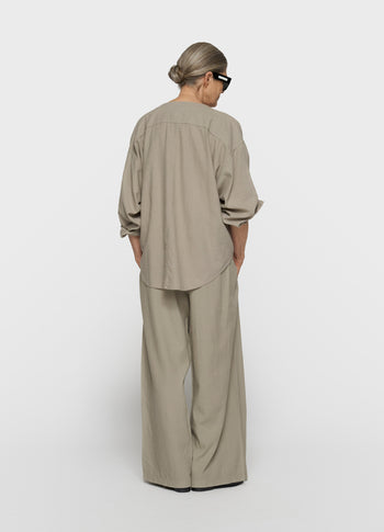 cotton linen pants slit | fog