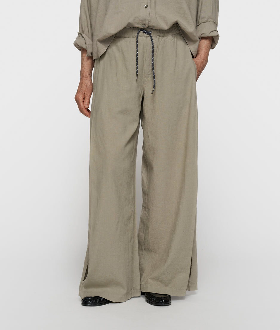 cotton linen pants slit | fog