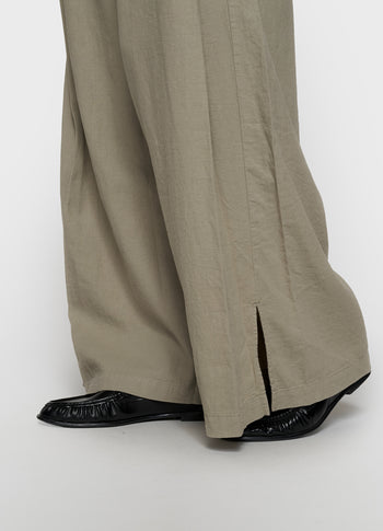 cotton linen pants slit | fog