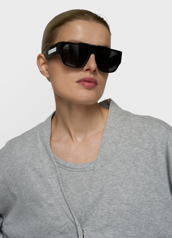 soft rib cardigan | light grey melee