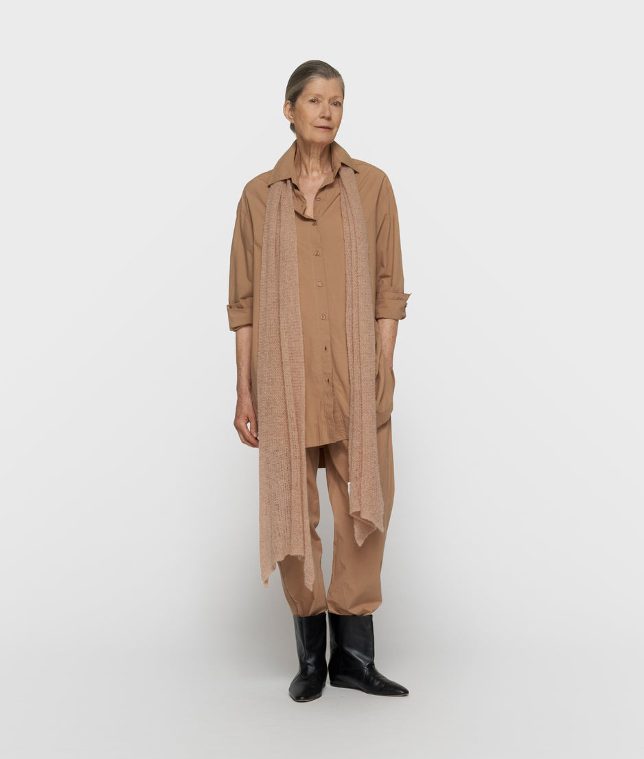 open knit scarf | light fudge