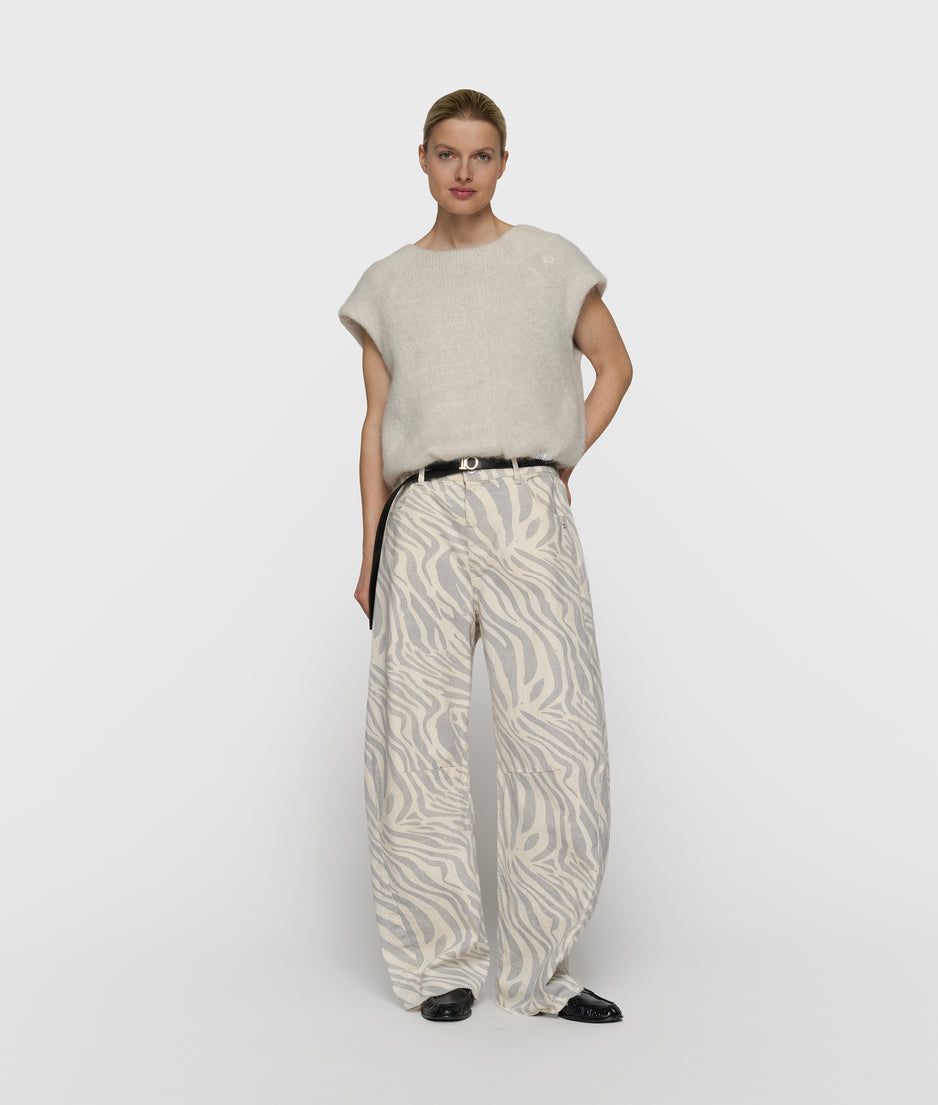 Western Hose mit Zebraprint | ecru