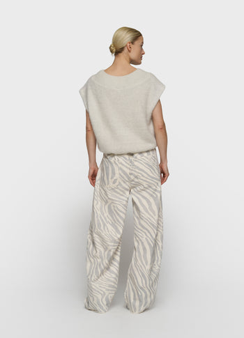 Western Hose mit Zebraprint | ecru