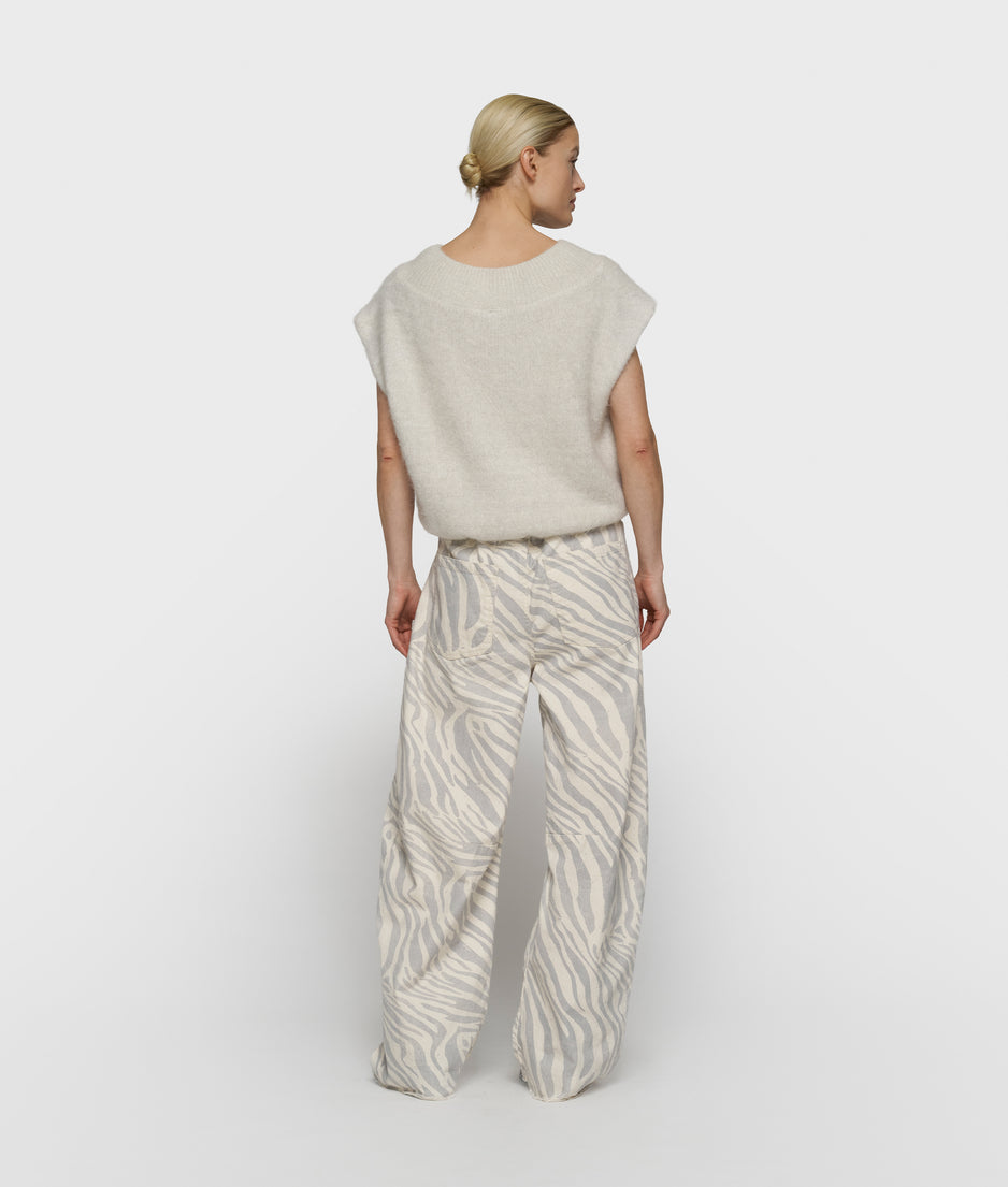 Western Hose mit Zebraprint | ecru