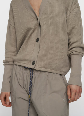 v-neck mesh cardigan | fog