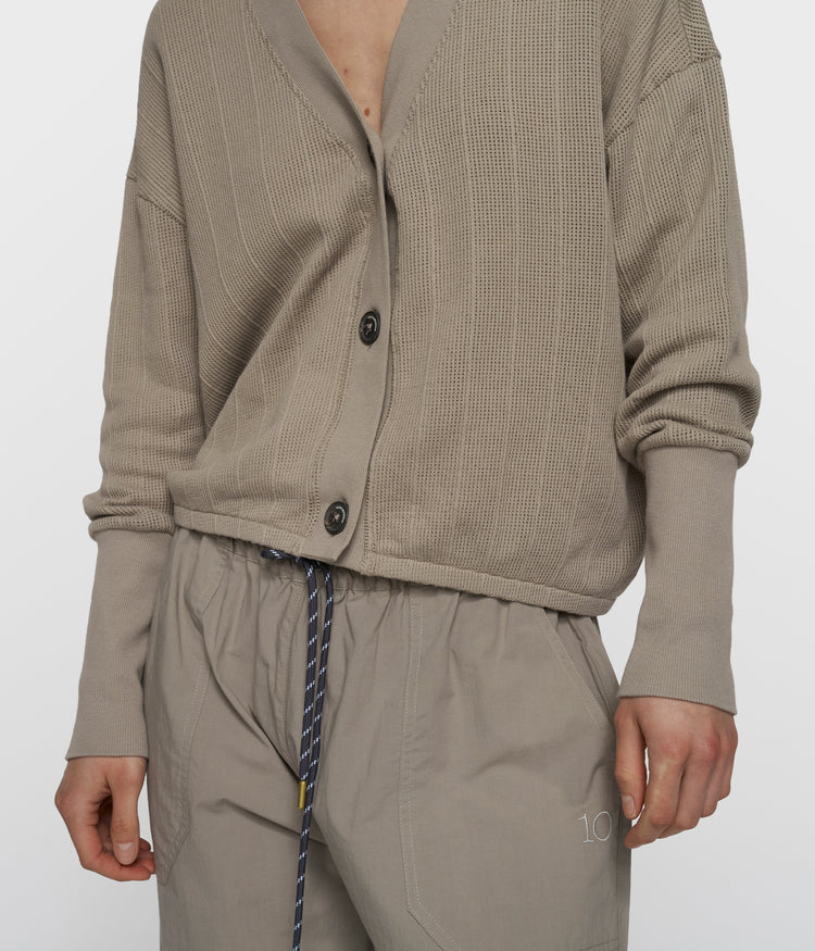v-neck mesh cardigan | fog