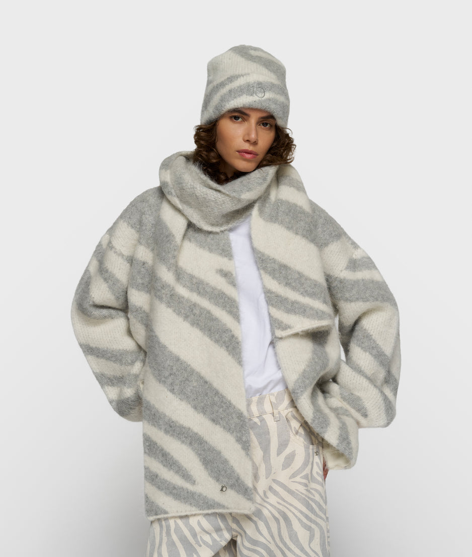 Zebra Schal aus Alpakamix | ecru
