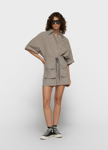 crinkle utility shorts | fog