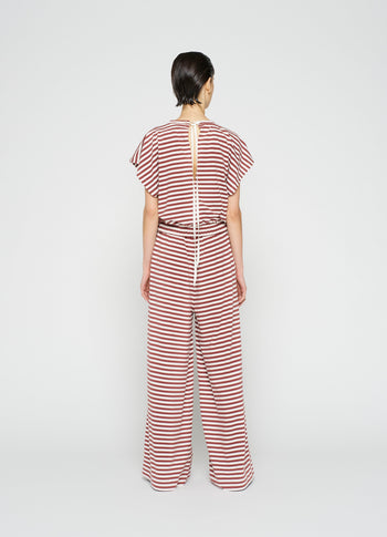 square tee stripe | warm white/burgundy