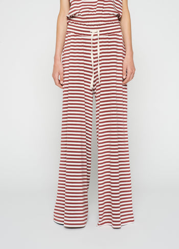 wide leg pants stripe | warm white/burgundy