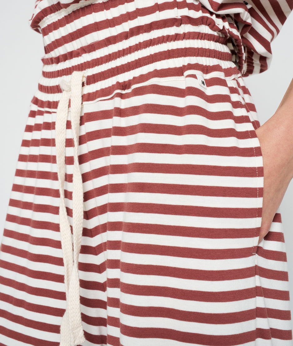 wide leg pants stripe | warm white/burgundy