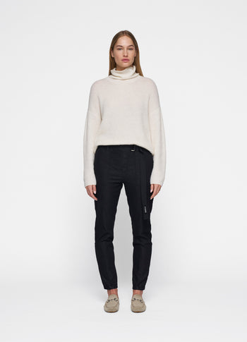 belted pants washed | black