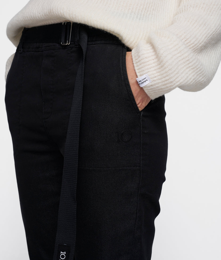 belted pants washed | black