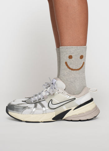 socks smile | light grey melee
