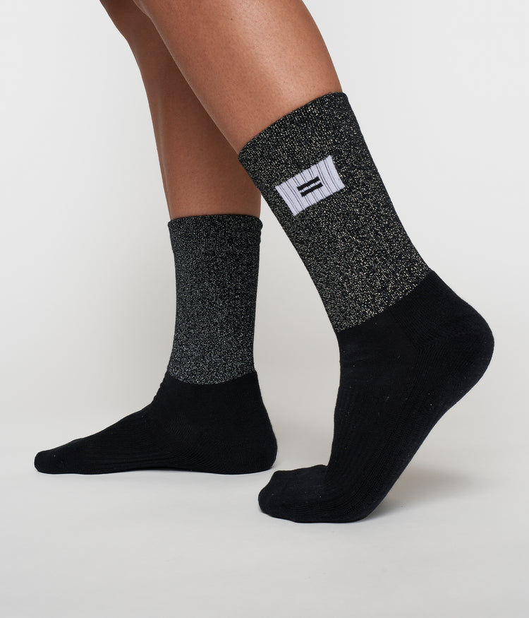 socks lurex label | black