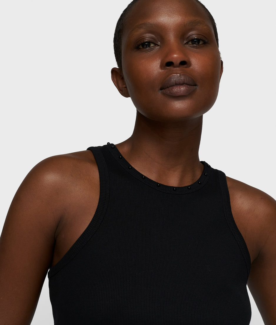 tank top pearls | black