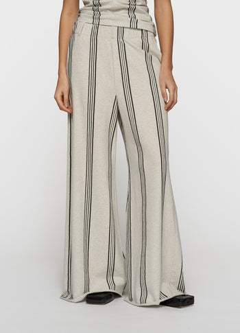 wide leg jogger stripes | soft white melee