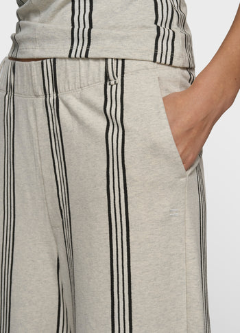 wide leg jogger stripes | soft white melee